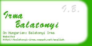 irma balatonyi business card